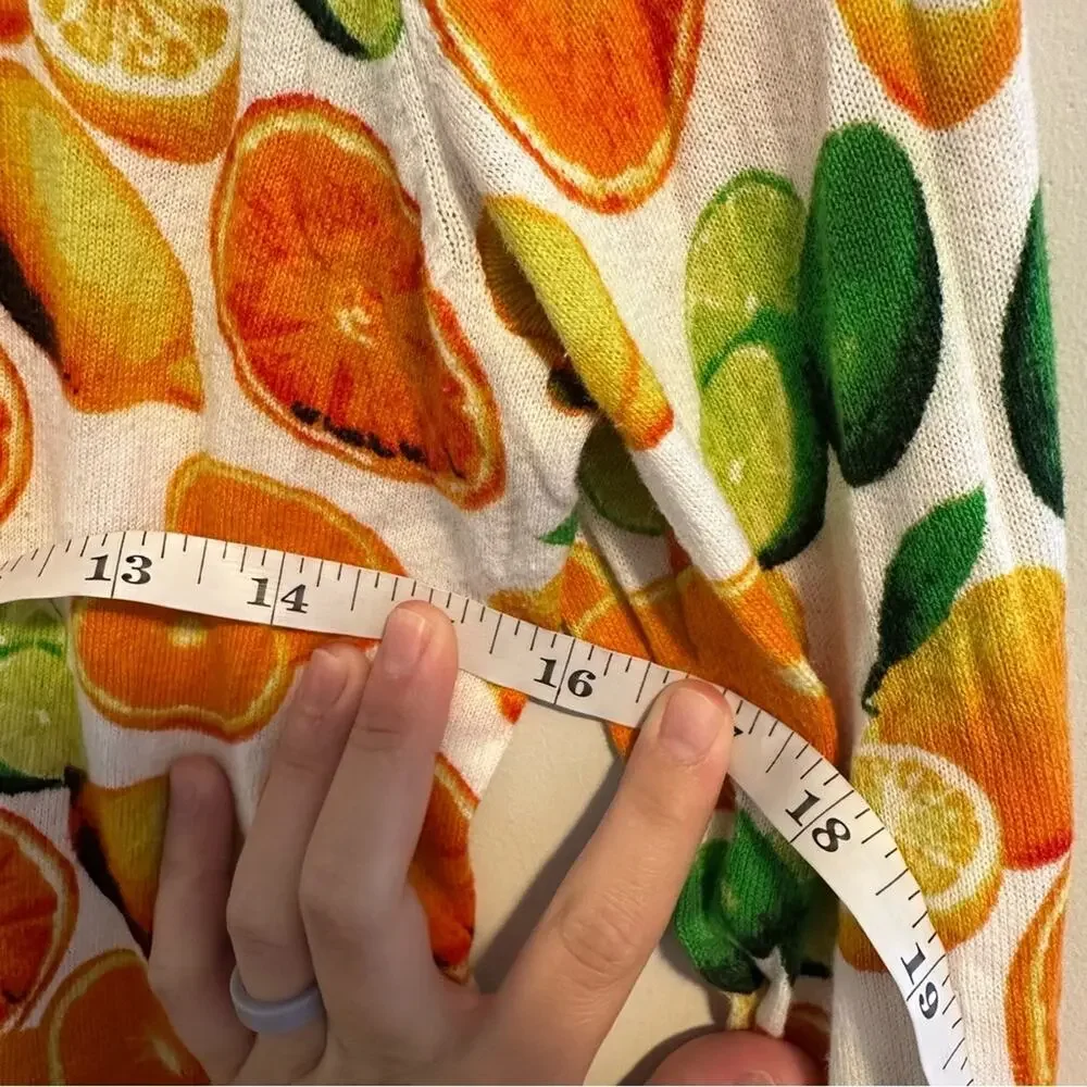 Vintage Lord & Taylor Citrus Orange Lime Cotton Cardigan XS